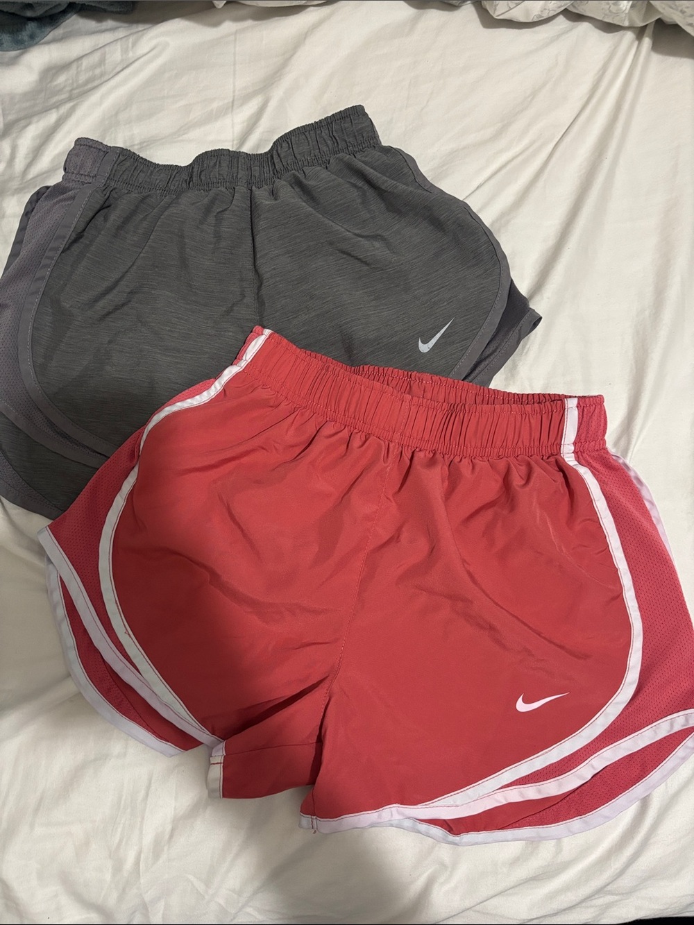 Nike Women’s Coral and Charcoal Athletic Shorts Set